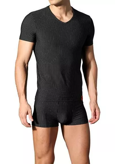 bruno banani Straight Line V-Shirt 2205/1063/712 T-Shirt, Mikrofaser-Stretch, Schwarz, Schwarz-weiß 1 bruno banani Straight Line V-Shirt 2205/1063/712 T-Shirt, Mikrofaser-Stretch, Schwarz, Schwarz-weiß