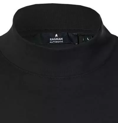 RAGMAN Longsleeve 400160/009 Stehkragenshirt, Baumwolle, Schwarz 2 RAGMAN Longsleeve 400160/009 Stehkragenshirt, Baumwolle, Schwarz – Bild 2