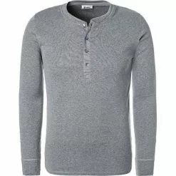 Schiesser Revival Karl-Heinz 1/1 Shirt 160096/202 Longsleeve, Baumwolle, Grau meliert, Grau-melange
