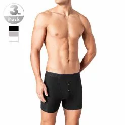 Schiesser Revival Ludwig 3er Pack 141041/901 Boxershort, Baumwolle, Schwarz-weiß-grau, Weiß-grau-schwarz