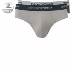 EMPORIO ARMANI Brief 2Pack 111321/CC717/13742 Slips, Baumwoll-Stretch, Mittelgrau-nachtblau, Grau-blau