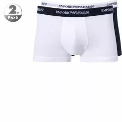 EMPORIO ARMANI Trunk 2Pack 111210/CC717/10410 Trunks, Baumwoll-Stretch, Dunkelblau-weiß, Weiß-blau