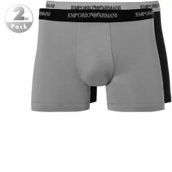 EMPORIO ARMANI Boxer 2er Pack 111268/CC717/03320 Trunks, Baumwoll-Stretch, Schwarz-grau