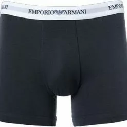 EMPORIO ARMANI Boxer 2er Pack 111268/CC717/10410 Trunks, Baumwoll-Stretch, Weiß-navy, Weiß-blau -Wäsche Verkaufsshop 189170 norm2