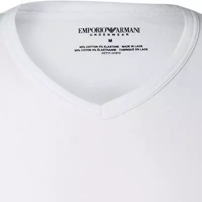 EMPORIO ARMANI V-Neck 2er Pack 111512/CC717/10410 T-Shirts, Baumwolle, Weiß-navy, Weiß 3 EMPORIO ARMANI V-Neck 2er Pack 111512/CC717/10410 T-Shirts, Baumwolle, Weiß-navy, Weiß – Bild 3