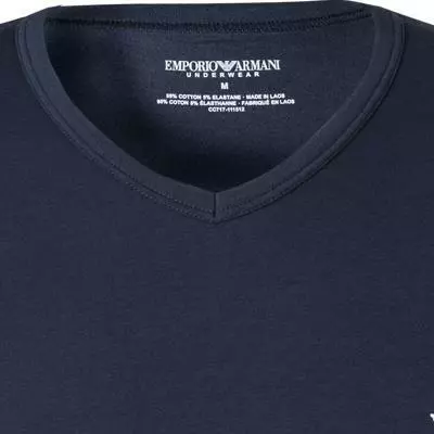 EMPORIO ARMANI V-Neck 2er Pack 111512/CC717/10410 T-Shirts, Baumwolle, Weiß-navy, Weiß 5 EMPORIO ARMANI V-Neck 2er Pack 111512/CC717/10410 T-Shirts, Baumwolle, Weiß-navy, Weiß – Bild 5
