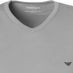EMPORIO ARMANI V-Neck 2er Pack 111512/CC717/13742 T-Shirts, Baumwoll-Stretch, Grau-nachtblau, Grau -Wäsche Verkaufsshop 229208 norm2