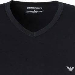 EMPORIO ARMANI V-Neck 2er Pack 111512/CC717/13742 T-Shirts, Baumwoll-Stretch, Grau-nachtblau, Grau -Wäsche Verkaufsshop 229208 norm4