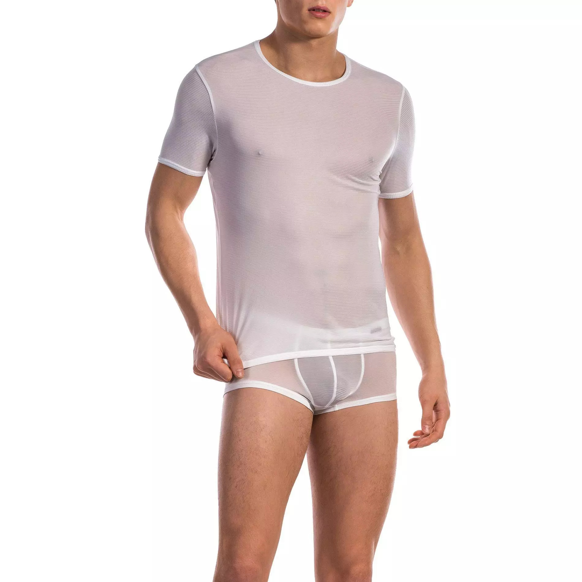 Olaf Benz RED1201 T-Shirt weiß 105835/1000 Mikrofaser, Weiß gestreift 1 Olaf Benz RED1201 T-Shirt weiß 105835/1000 Mikrofaser, Weiß gestreift