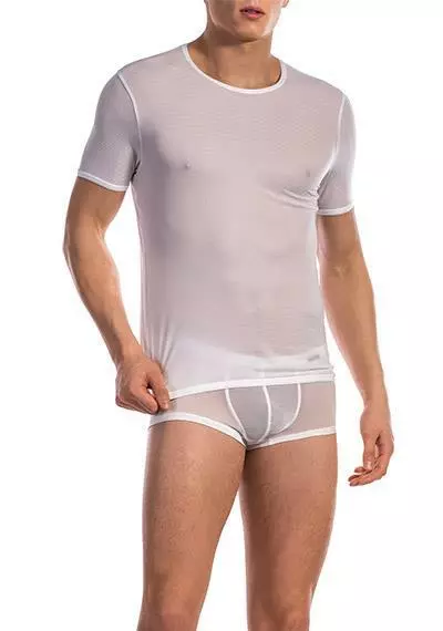 Olaf Benz RED1201 T-Shirt weiß 105835/1000 Mikrofaser, Weiß gestreift 2 Olaf Benz RED1201 T-Shirt weiß 105835/1000 Mikrofaser, Weiß gestreift – Bild 2