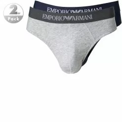 EMPORIO ARMANI Brief 2er Pack 111321/CC722/15935 Slips, Baumwolle, Hellgrau-marineblau, Marine-grau