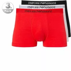 EMPORIO ARMANI Trunk 3er Pack 111610/CC722/23410 Trunks, Baumwolle, Rot-weiß-schwarz, Weiß-rot-schwarz