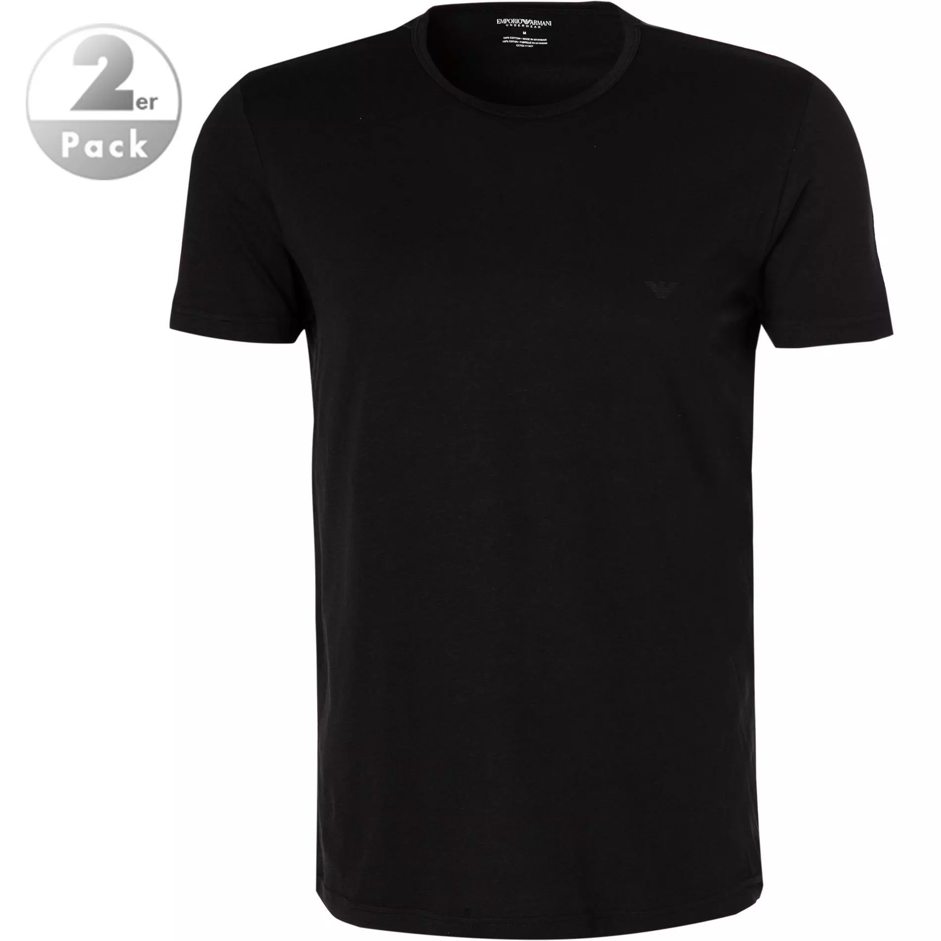 EMPORIO ARMANI T-Shirt 2er Pack 111647/CC722/07320 T-Shirts, Baumwolle, Schwarz 1 EMPORIO ARMANI T-Shirt 2er Pack 111647/CC722/07320 T-Shirts, Baumwolle, Schwarz