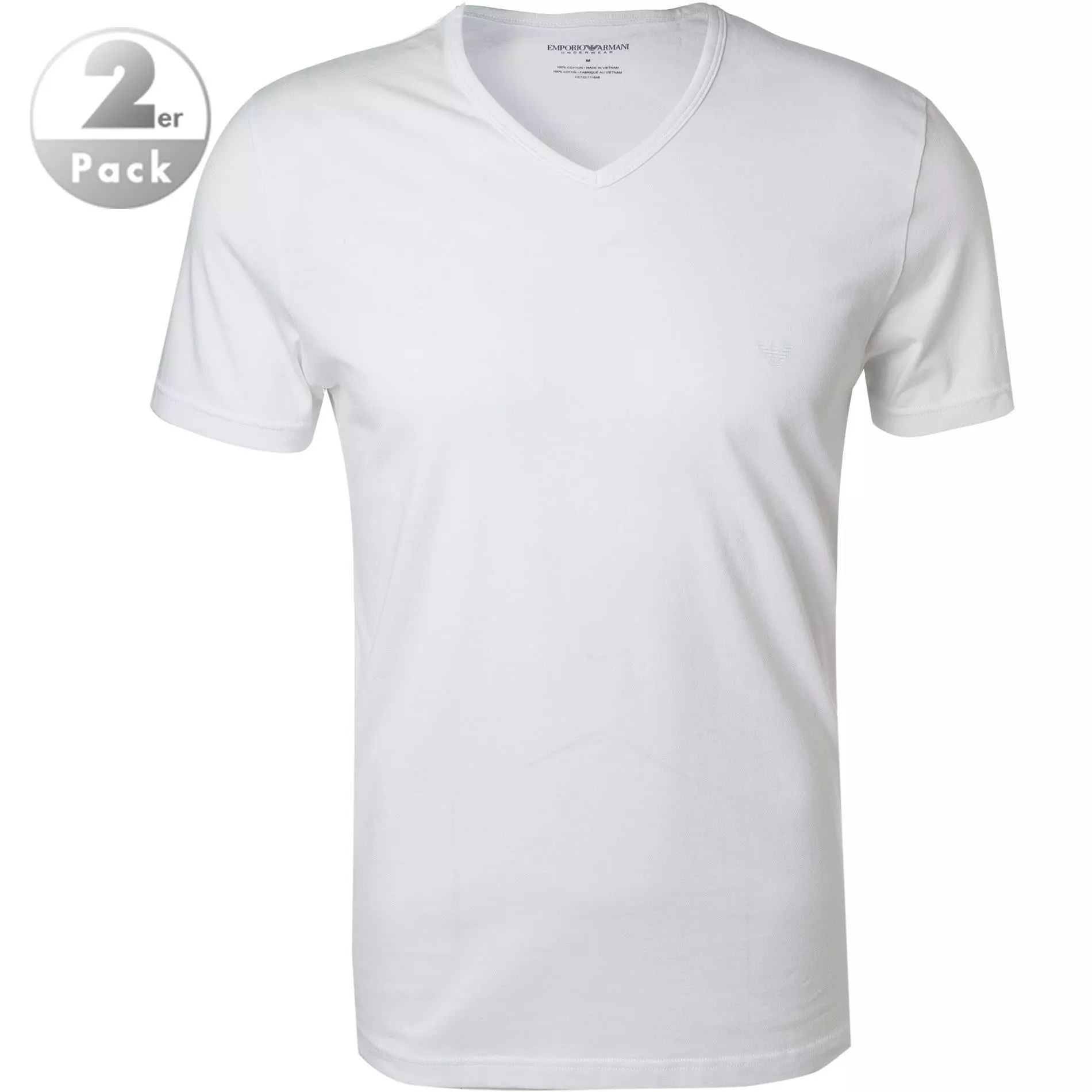 EMPORIO ARMANI V-Shirt 2er Pack 111648/CC722/04710 T-Shirts, Baumwolle, Weiß 1 EMPORIO ARMANI V-Shirt 2er Pack 111648/CC722/04710 T-Shirts, Baumwolle, Weiß