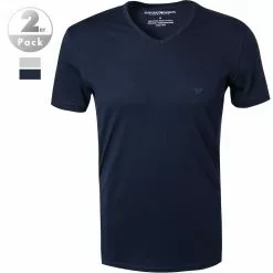 EMPORIO ARMANI V-Shirt 2er Pack 111648/CC722/15935 T-Shirts, Baumwolle, Marine-hellgrau, Marine-grau