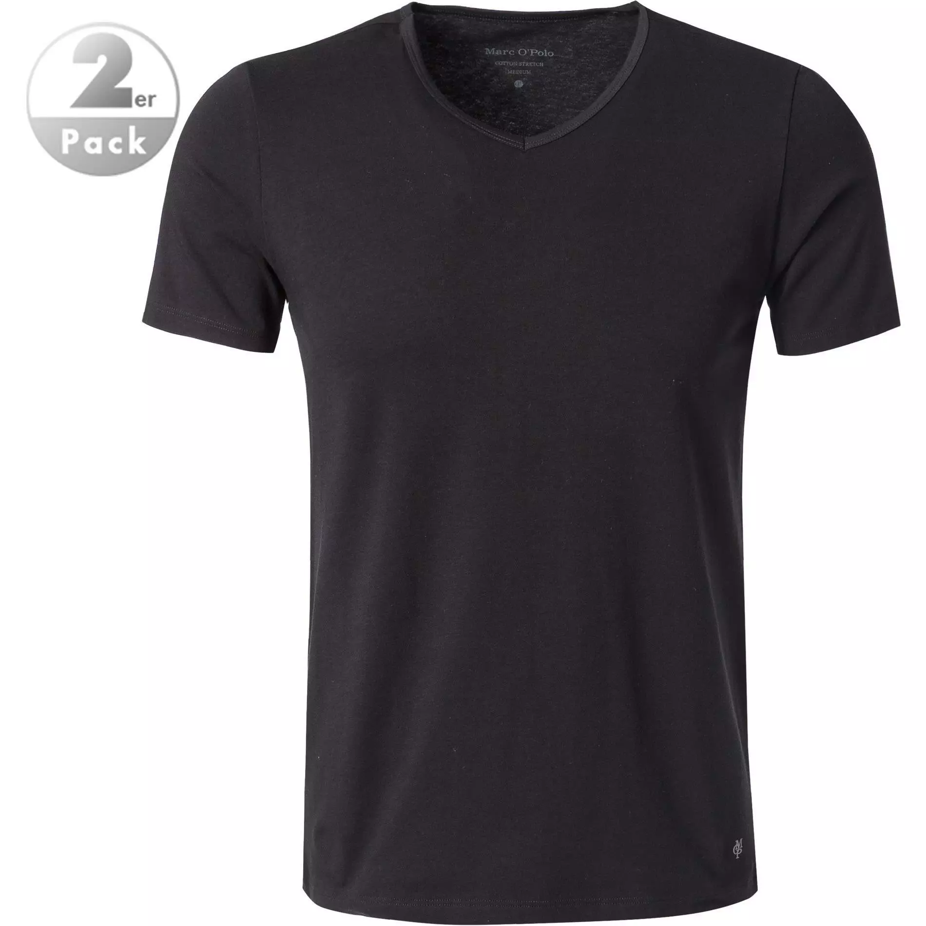 Marc O'Polo Shirt V-Neck 2er Pack 149804/000 T-Shirts, Baumwoll-Stretch, Schwarz, Black 1 Marc O'Polo Shirt V-Neck 2er Pack 149804/000 T-Shirts, Baumwoll-Stretch, Schwarz, Black