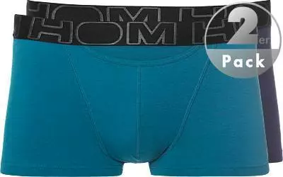 HOM Boxerlines Boxer Brief 2er Pack 400405/V005 Trunks, Baumwoll-Stretch, Navy-petrol -Wäsche Verkaufsshop 261063 norm