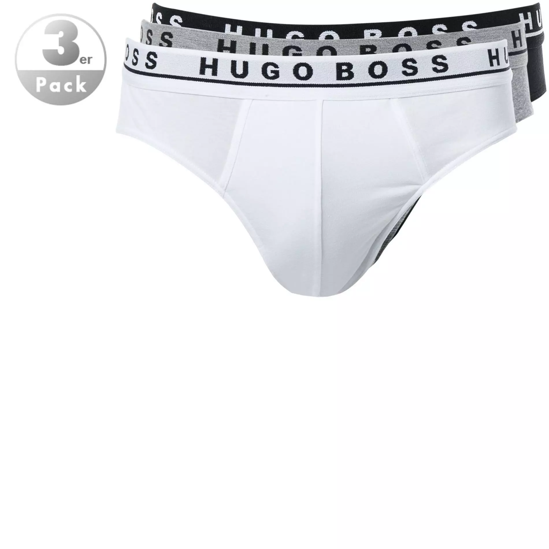 BOSS Brief 3er Pack 50325402/999 Slips, Baumwolle, Schwarz-weiß-grau, Assorted 1 BOSS Brief 3er Pack 50325402/999 Slips, Baumwolle, Schwarz-weiß-grau, Assorted