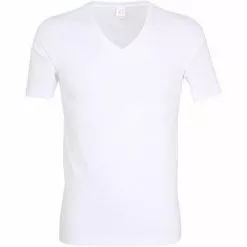 bugatti Shirt 1/2-Arm V-Neck 50004/6061/110 T-Shirt, Baumwolle, Weiß, White-light-solid