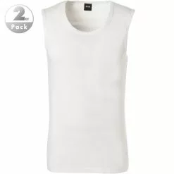 BOSS Tank Top 2er Pack 50373721/100 Tanktops, Baumwoll-Stretch, Weiß