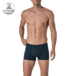 Schiesser Essential Short 2er Pack 205222/803 Trunks, Baumwolle navy, Dunkelblau