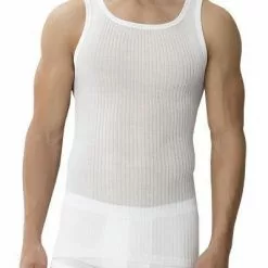 Zimmerli Richelieu Shirt NS 207/1412/01 Tanktop, Mercerisierte Baumwolle, Weiß