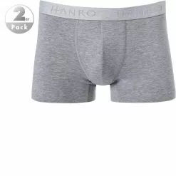 HANRO Pants 2er Pack 07 3078/1961 Trunks, Baumwolle, Hellgrau meliert, Light melange
