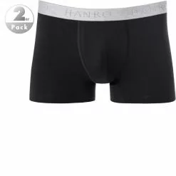 HANRO Pants 2er Pack 07 3078/0019 Trunks, Baumwolle, Schwarz, Black