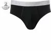 HANRO Briefs 2er Pack 07 3075/0019 Slips, Baumwolle, Schwarz, Black