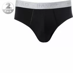 HANRO Briefs 2er Pack 07 3075/0019 Slips, Baumwolle, Schwarz, Black