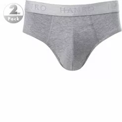 HANRO Briefs 2er Pack 07 3075/1961 Slips, Baumwolle, Grau meliert, Light melange