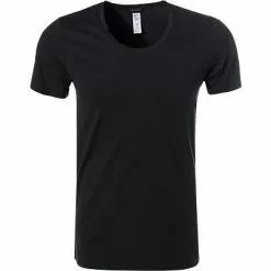 HANRO Shirt Cotton Superior 07 3088/0199 T-Shirt, Baumwolle, Schwarz, Black
