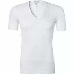 HANRO Shirt V-Neck Cotton Pure 07 3665/0101 T-Shirt, Baumwolle, Weiß, White