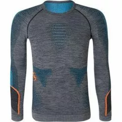 UYN T-Shirt U100015/B456 Funktionsshirt, Mikrofaser, Grau meliert, Schwarz-blau- orange