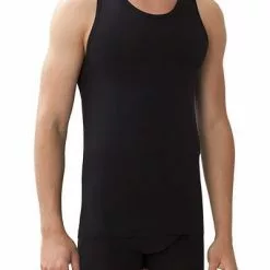 Zimmerli Pure Comfort Tank Top 172/1460/86 Tanktop, Baumwoll-Stretch, Schwarz, Black