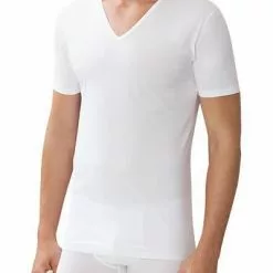 Zimmerli Pure Comfort V-Shirt 172/1462/01 T-Shirt, Baumwoll-Stretch, Weiß, White