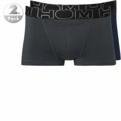 HOM Boxerlines Boxer Briefs 2er Pack 400405/V006 Trunks, Baumwoll-Stretch, Anthrazit-navy, Navy-anthrazit