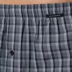 Schiesser Boxershorts 2er Pack 168445/000 Baumwolle, Grau kariert, Schwarz -Wäsche Verkaufsshop 325562 norm4