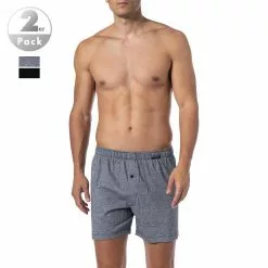 Schiesser Boxershorts 2er Pack 168446/000 Baumwolle, Schwarz gestreift, Schwarz