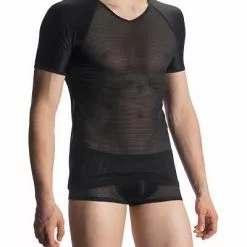 Olaf Benz RED1913 V-Neck reg. 108353/8000 T-Shirt, Mikrofaser, Schwarz, Black