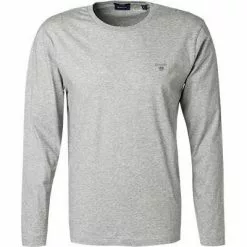 Gant Longsleeve 234502/94 Regular Fit, Baumwolle, Steingrau meliert, Hellgrau