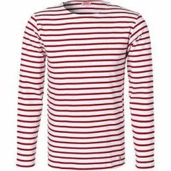 Armor lux T-Shirt 02297/320 Longsleeve, Regular Fit, Baumwolle, Rot-weiß gestreift, Weiß-dunkelrot