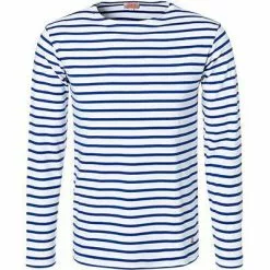 Armor lux T-Shirt 02297/DW5 Longsleeve, Regular Fit, Baumwolle, Mittelblau-weiß gestreift, Weiß-sternblau