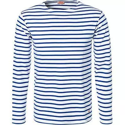 Armor lux T-Shirt 02297/DW5 Longsleeve, Regular Fit, Baumwolle, Mittelblau-weiß gestreift, Weiß-sternblau 1 Armor lux T-Shirt 02297/DW5 Longsleeve, Regular Fit, Baumwolle, Mittelblau-weiß gestreift, Weiß-sternblau