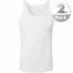 Schiesser Feinripp Shirt 0/0 2er Pack 005121/100 Tanktops, Baumwolle, Weiß