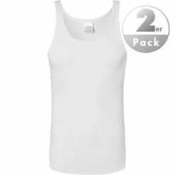 Schiesser Doppelripp Shirt 0/0 2er Pack 005051/100 Tanktops, Baumwolle, Weiß