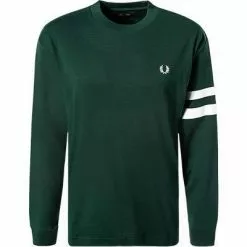 Fred Perry T-Shirt M7522/F40 Longsleeve, Baumwolle, Dunkelgrün, Tannengrün