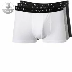 bugatti Boxer Briefs 3er Pack 50148/6061/821 Trunks, Baumwolle, Schwarz-weiß-hellgrau, Weiß-grau-schwarz
