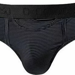 HOM HO1 Simon Mini Briefs 359852/0004 Slip mit Eingriff, Mikrofaser, Schwarz gestreift, Schwarz