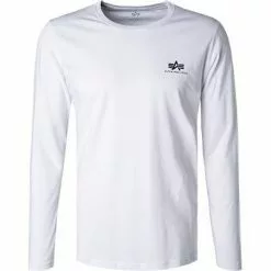 ALPHA INDUSTRIES Longsleeve Small Logo 198517/09 Baumwolle, Weiß